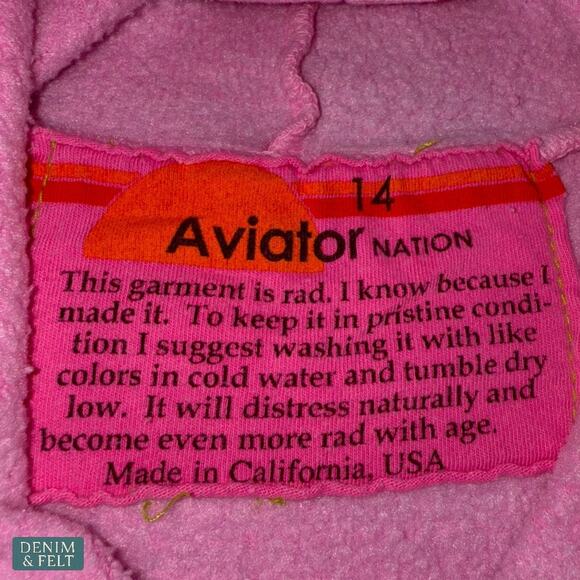 Aviator Nation Kid’s Smiley 2 Pullover Hoodie Neon Pink Size 14 Unisex - Picture 9 of 11